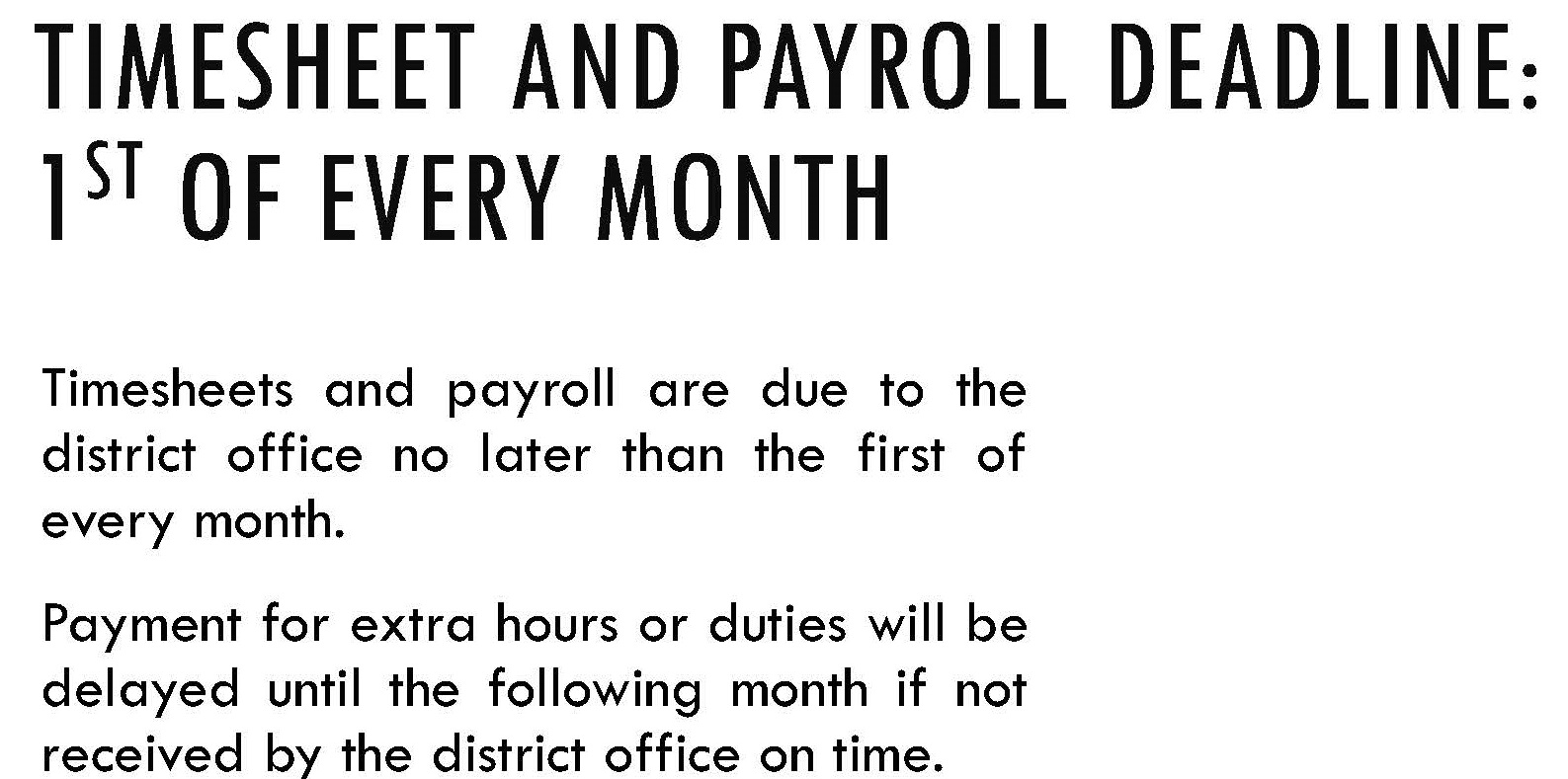 Timesheet and Payroll Deadline